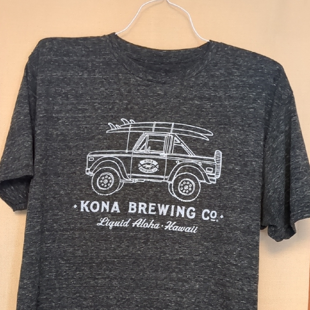 Kona Brewing Co. Liquid Aloha Hawaii Surf Jeep Gray T-Shirt Size Large